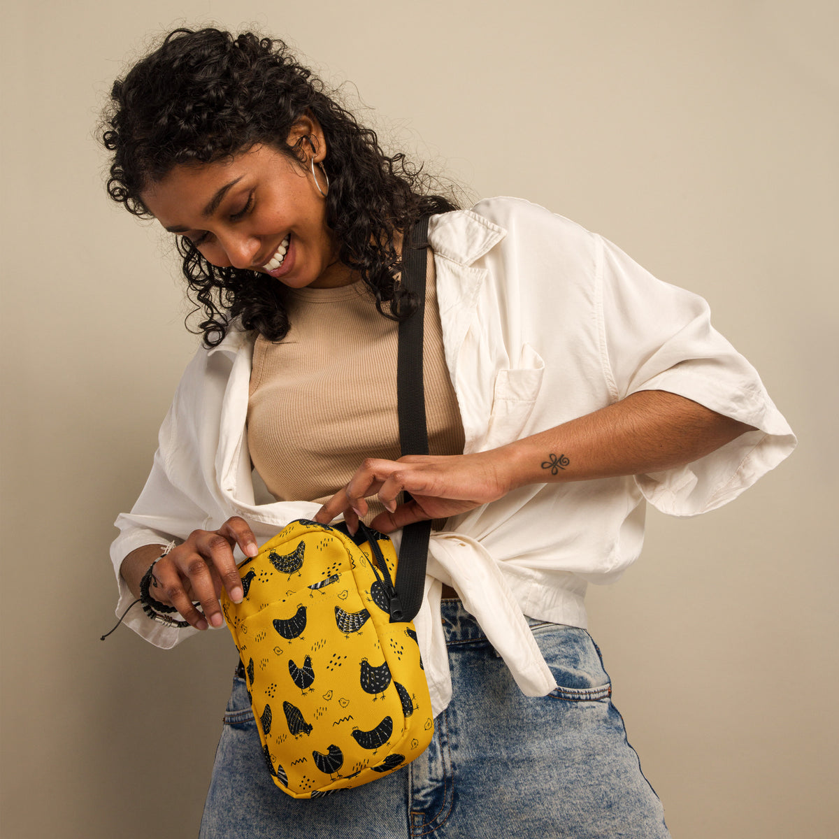 Vintage Yellow Chicken Utility Crossbody Bag