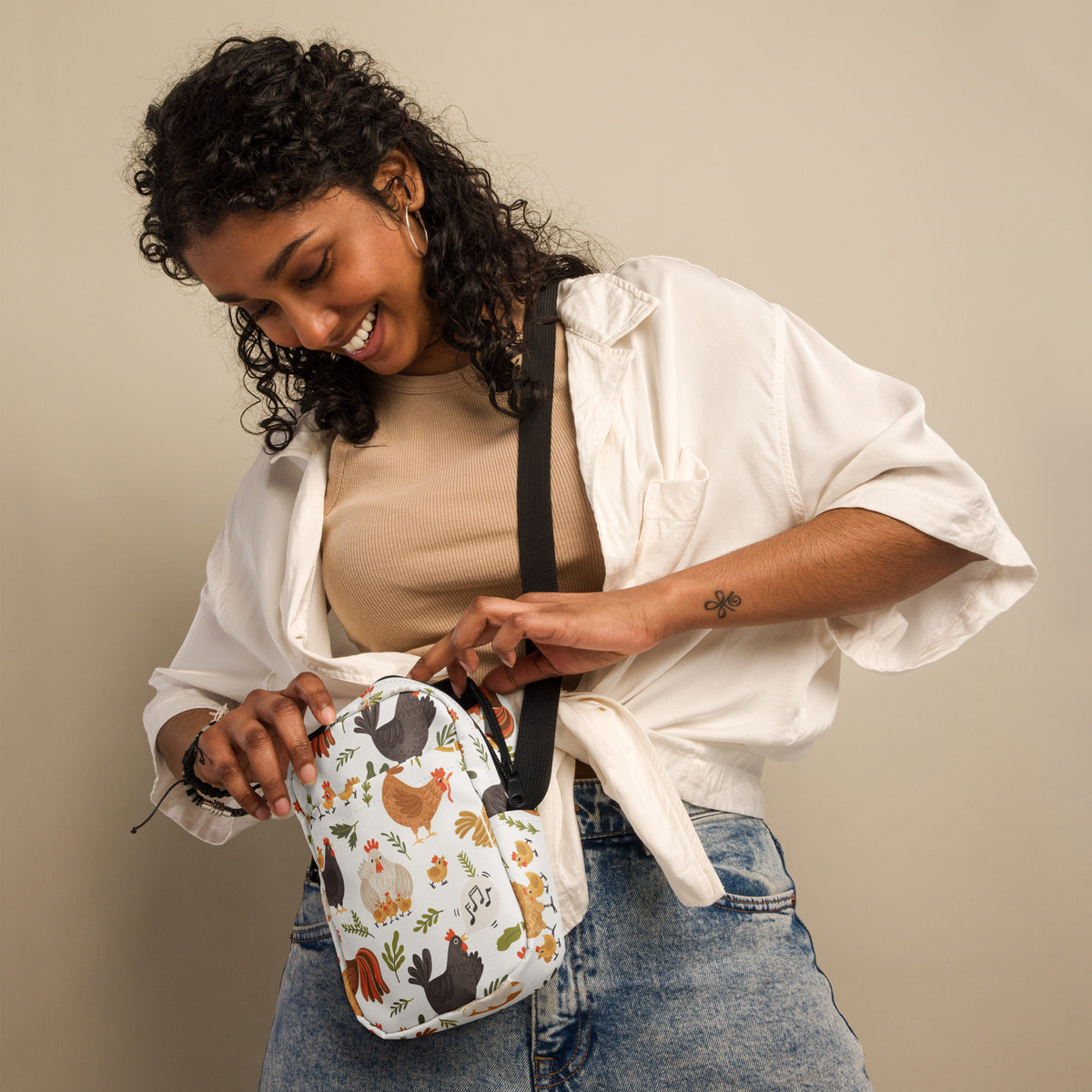 Whimsical Chicken Utility Crossbody Bag