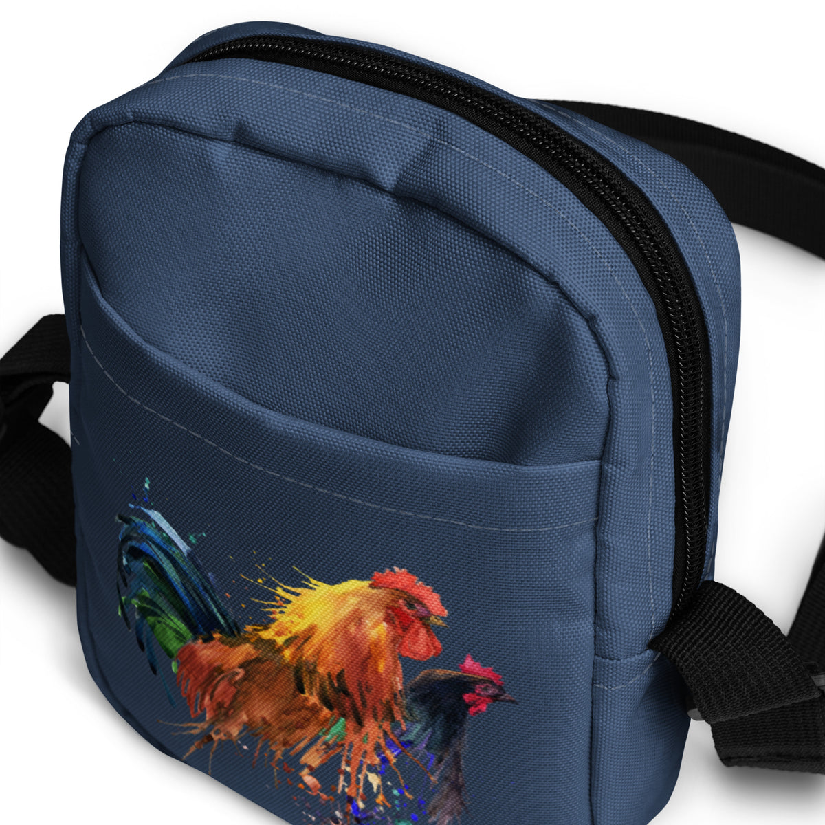 Watercolor Chicken Portrait Utility Crossbody Bag