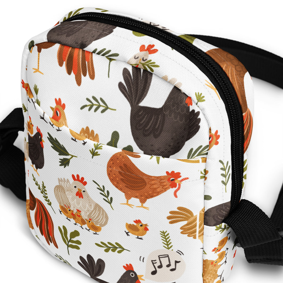 Whimsical Chicken Utility Crossbody Bag