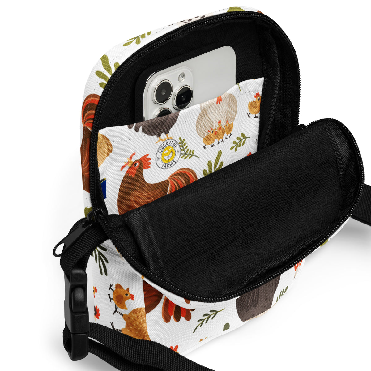 Whimsical Chicken Utility Crossbody Bag