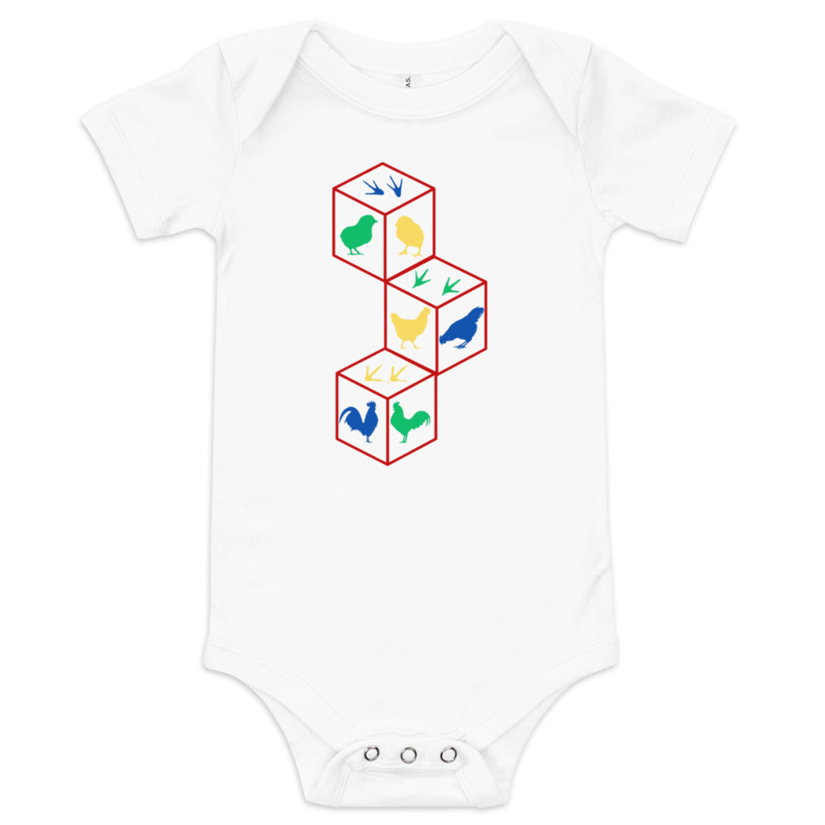 Chicken Building Blocks Baby Short Sleeve Onesie