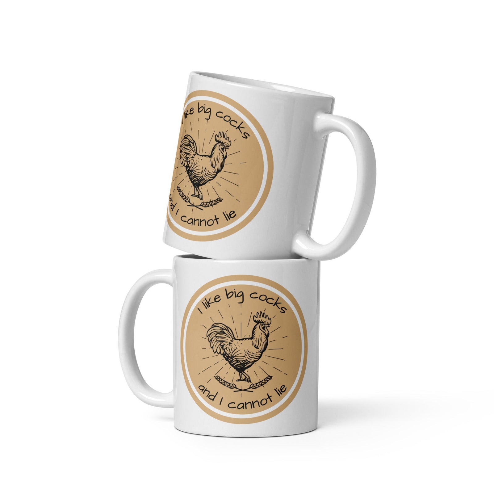 Chicken Big Cocks White Glossy Mug - Cluck It All Farms