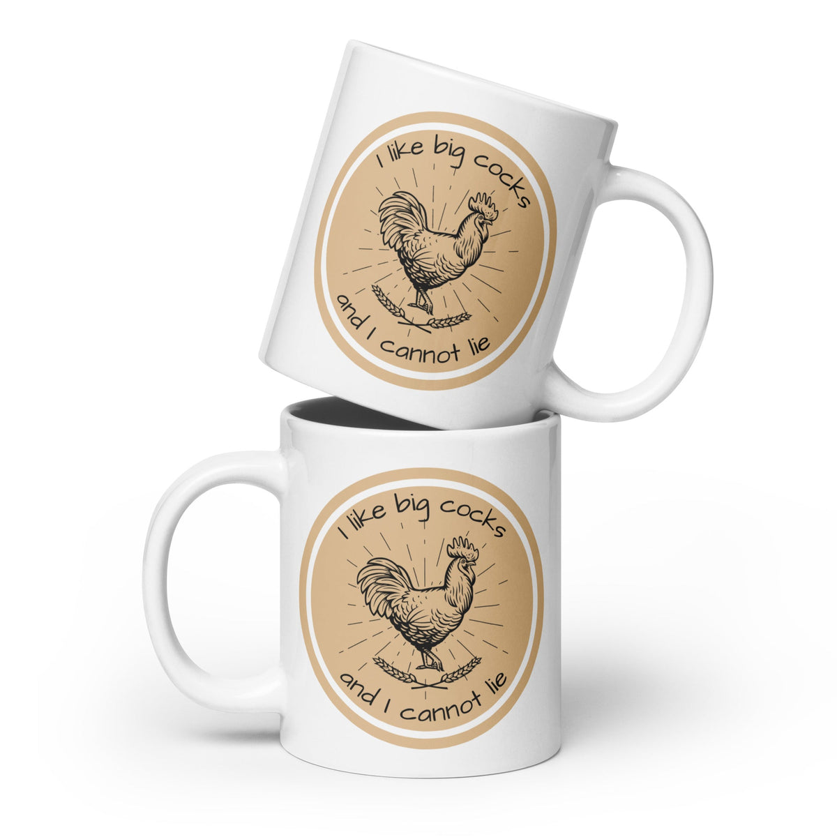 Chicken Big Cocks White Glossy Mug - Cluck It All Farms