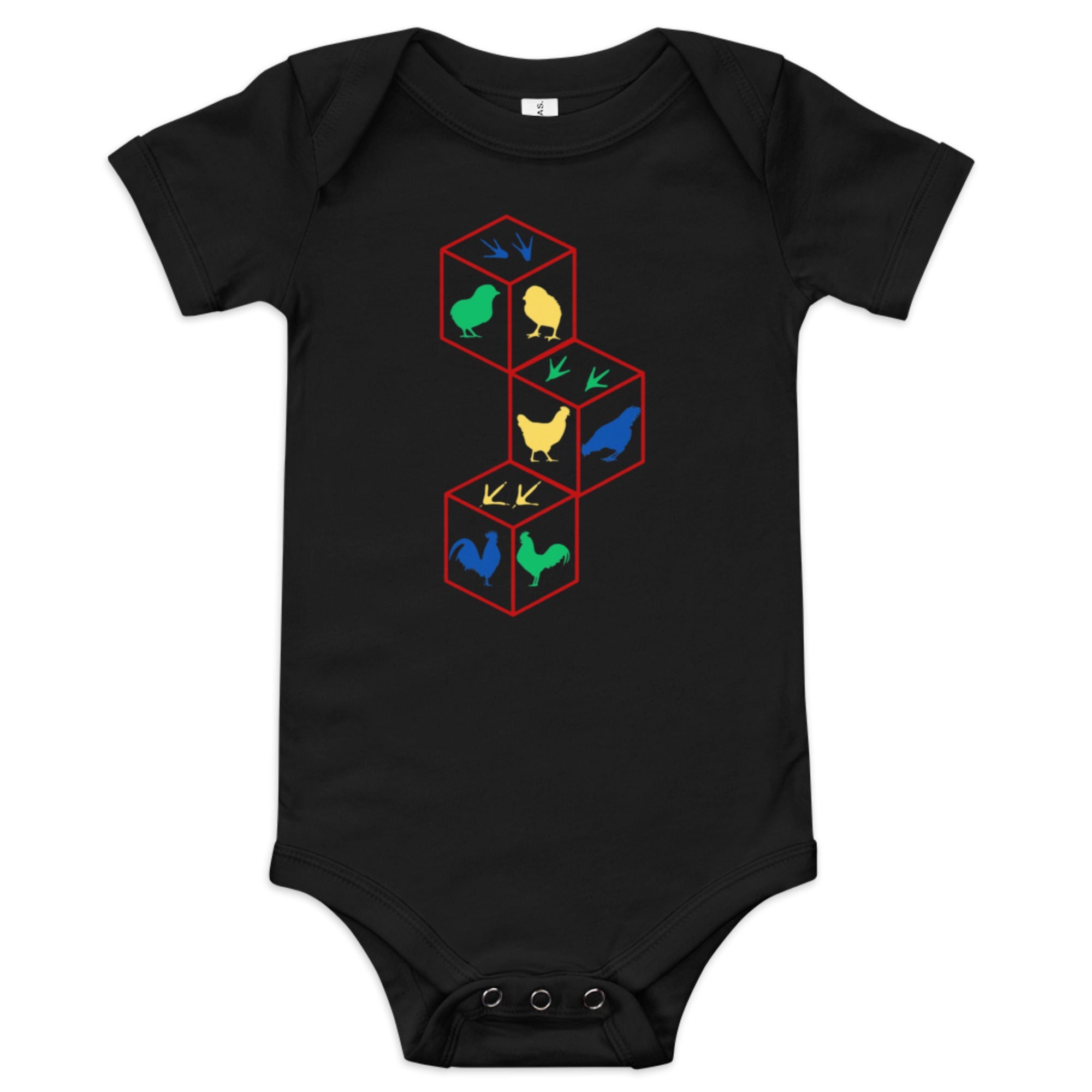 Chicken Building Blocks Baby Short Sleeve Onesie - Cluck It All Farms