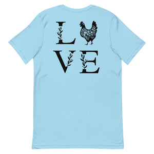 Chicken Love BACK PRINT Unisex T-Shirt - Cluck It All Farms