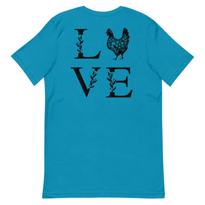 Chicken Love BACK PRINT Unisex T-Shirt - Cluck It All Farms