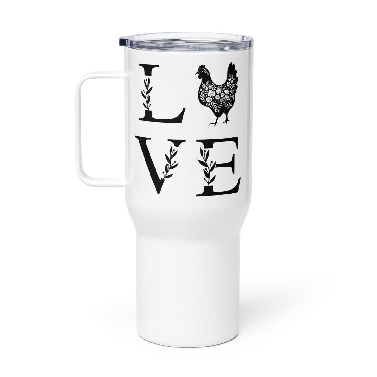 Chicken Love Travel Mug With Handle - Cluck It All Farms