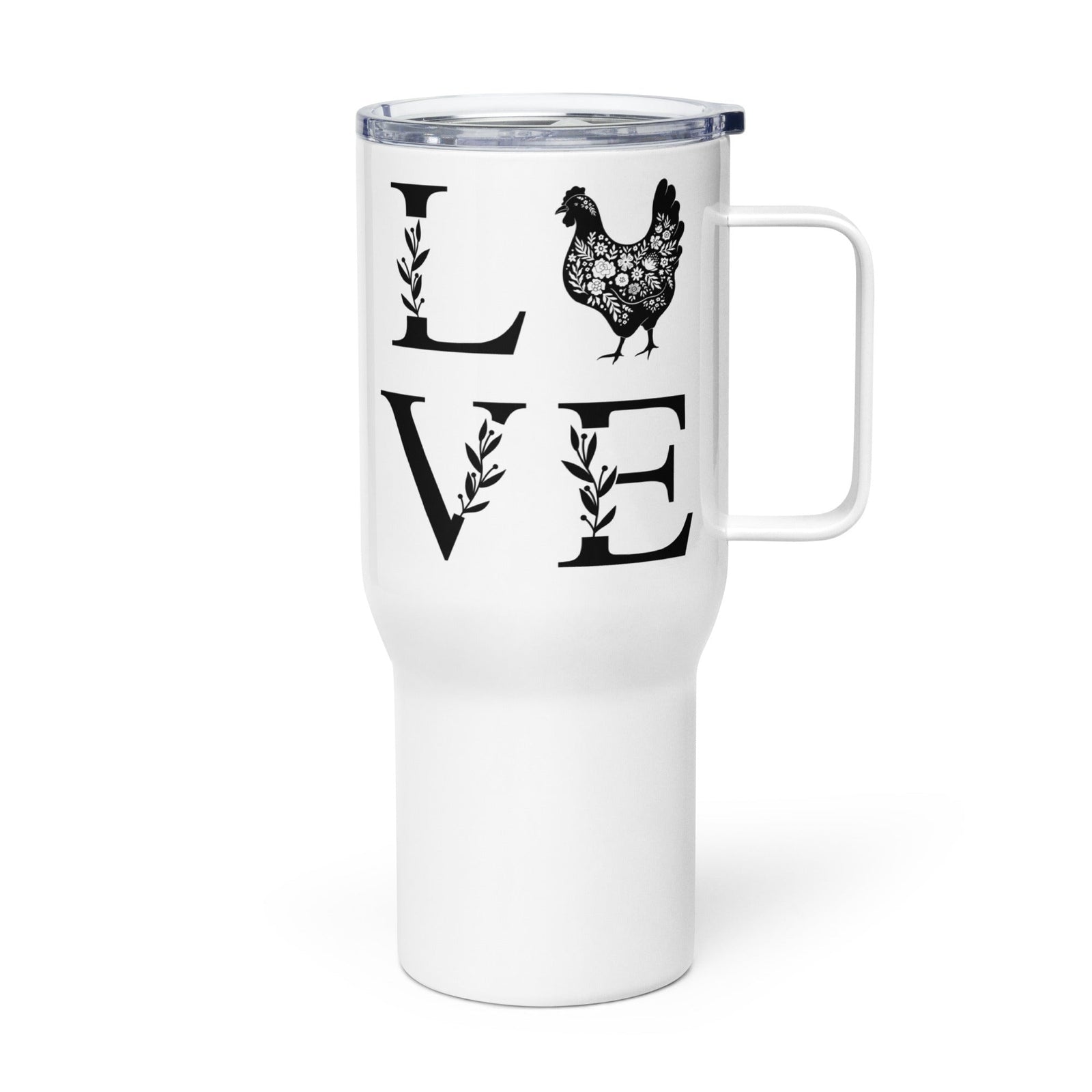 Chicken Love Travel Mug With Handle - Cluck It All Farms