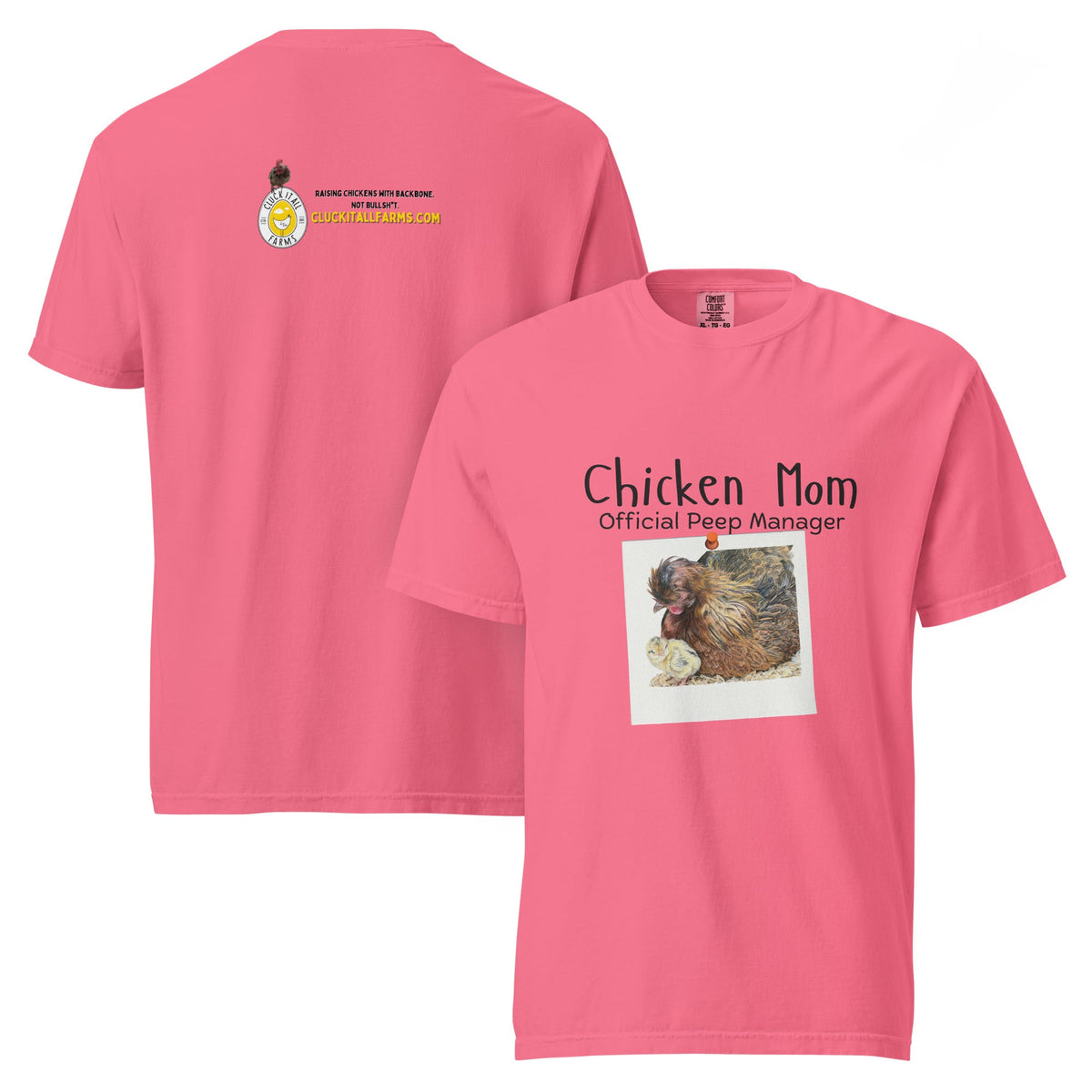 Chicken Mom — Official Peep Manager Tee (Shetland Hen & Chick) - Cluck It All Farms
