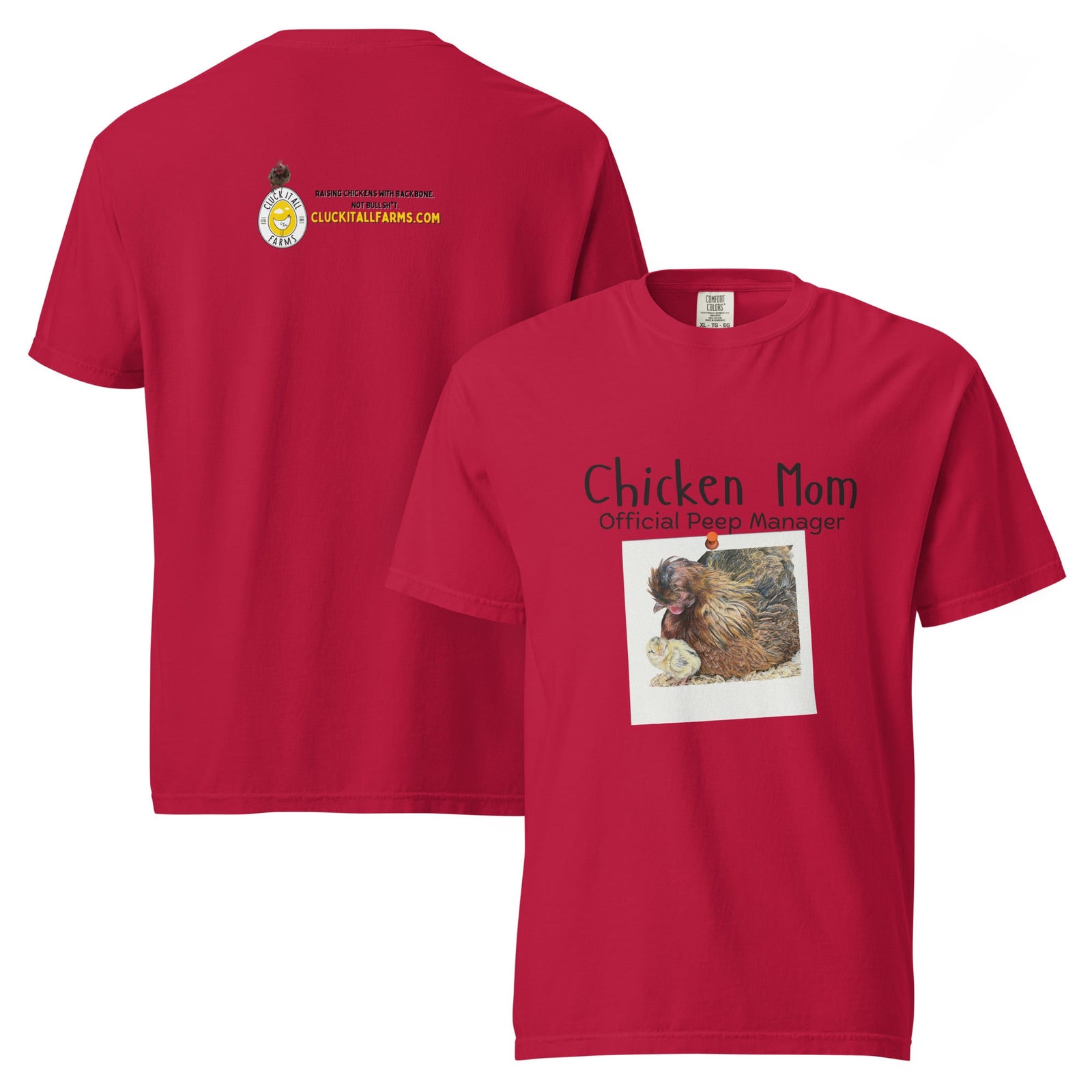Chicken Mom — Official Peep Manager Tee (Shetland Hen & Chick) - Cluck It All Farms