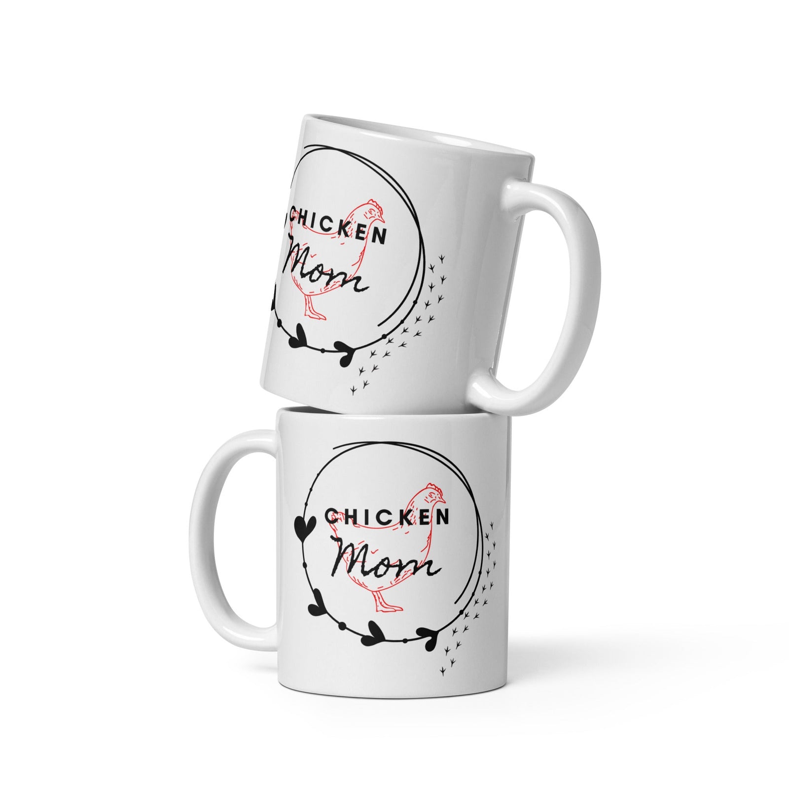 Chicken Mom White Glossy Mug - Cluck It All Farms