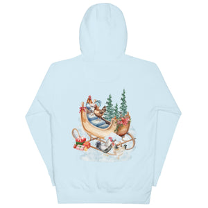 Chicken Winter Sleigh BACK PRINT Unisex Hoodie - Cluck It All Farms