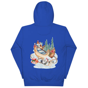 Chicken Winter Sleigh BACK PRINT Unisex Hoodie - Cluck It All Farms