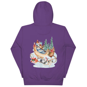 Chicken Winter Sleigh BACK PRINT Unisex Hoodie - Cluck It All Farms