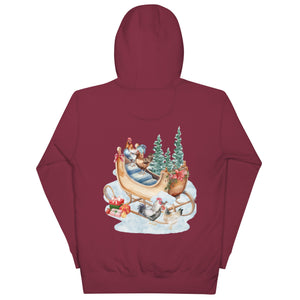 Chicken Winter Sleigh BACK PRINT Unisex Hoodie - Cluck It All Farms
