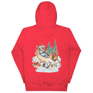 Chicken Winter Sleigh BACK PRINT Unisex Hoodie - Cluck It All Farms