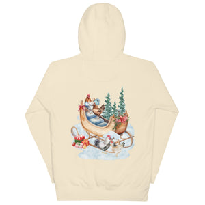 Chicken Winter Sleigh BACK PRINT Unisex Hoodie - Cluck It All Farms
