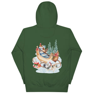 Chicken Winter Sleigh BACK PRINT Unisex Hoodie - Cluck It All Farms
