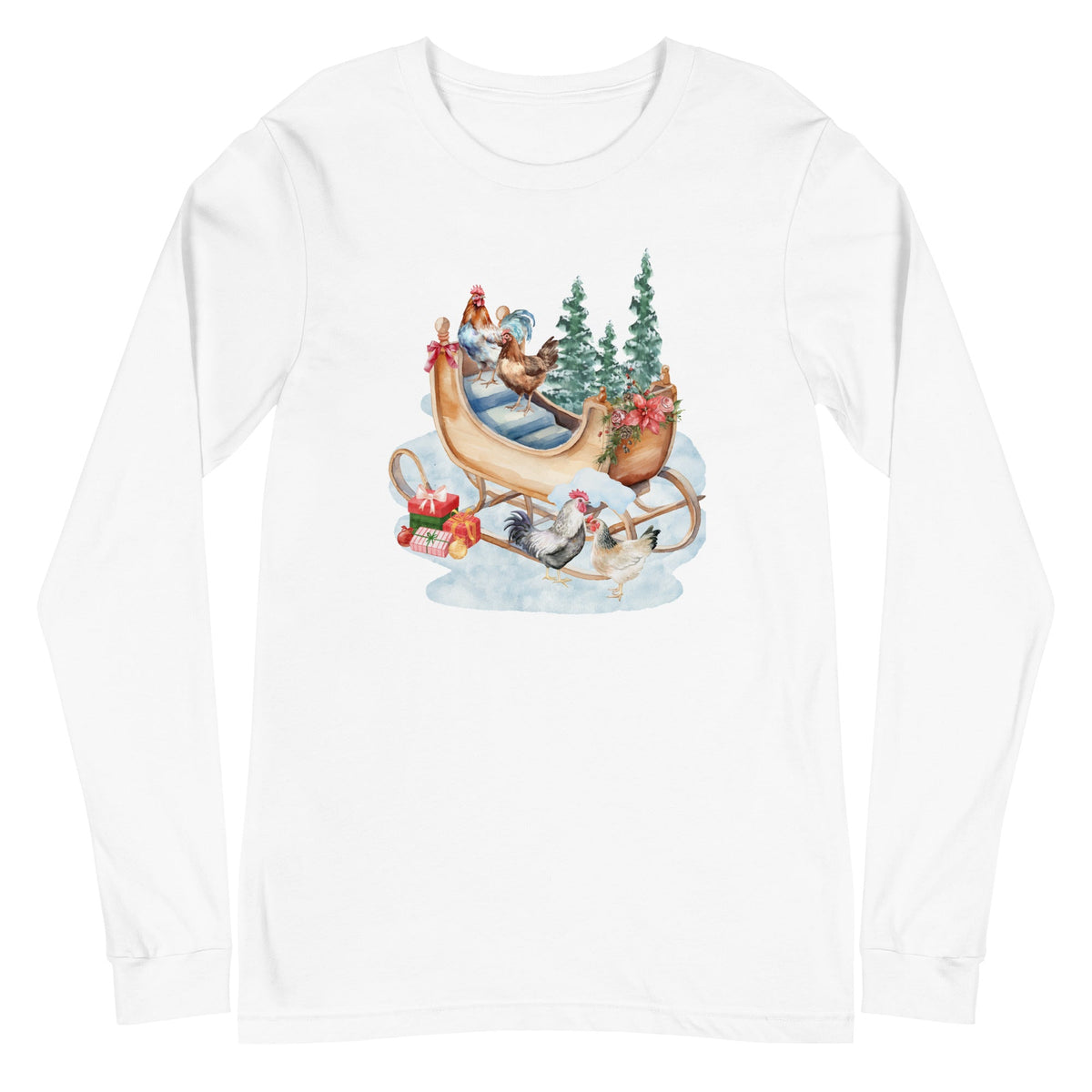 Chicken Winter Sleigh Unisex Long Sleeve Tee - Cluck It All Farms