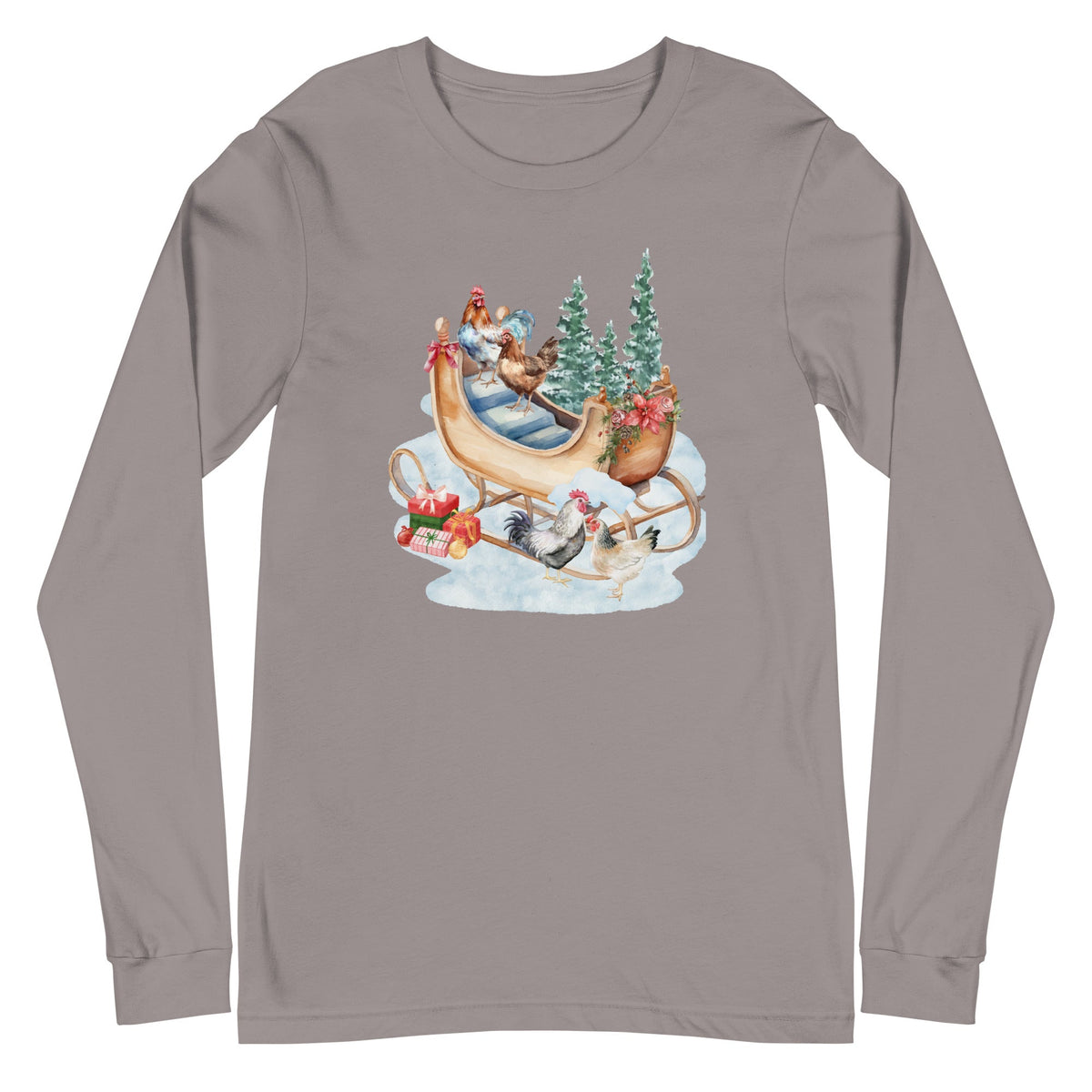 Chicken Winter Sleigh Unisex Long Sleeve Tee - Cluck It All Farms