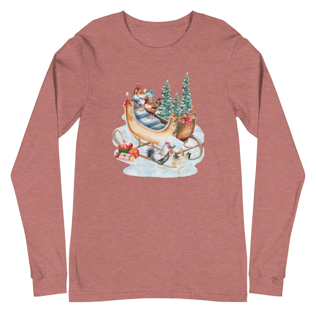 Chicken Winter Sleigh Unisex Long Sleeve Tee - Cluck It All Farms