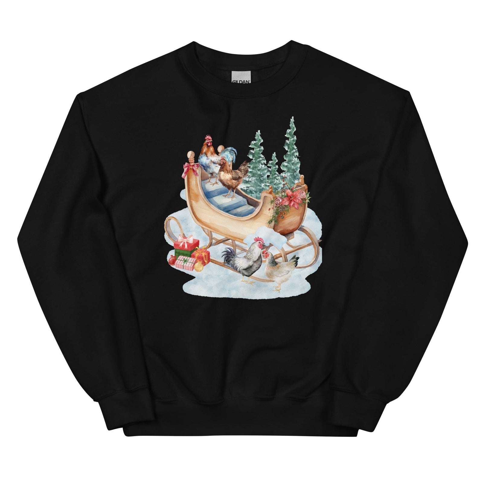 Chicken Winter Sleigh Unisex Sweatshirt - Cluck It All Farms