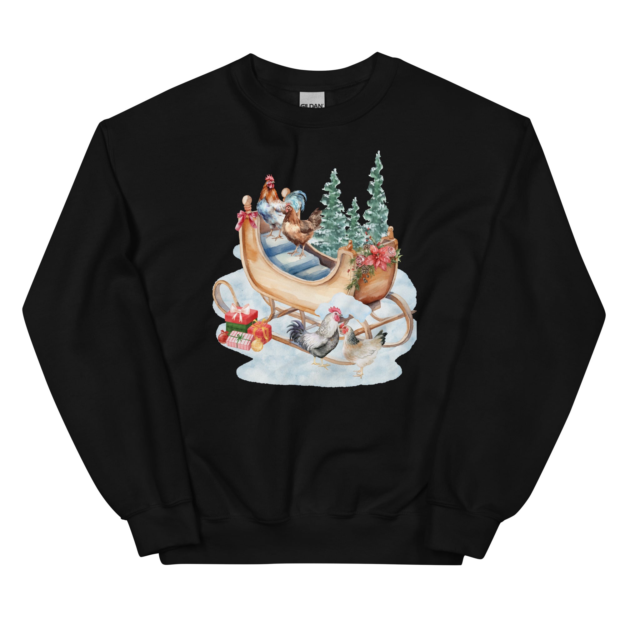Chicken Winter Sleigh Unisex Sweatshirt - Cluck It All Farms