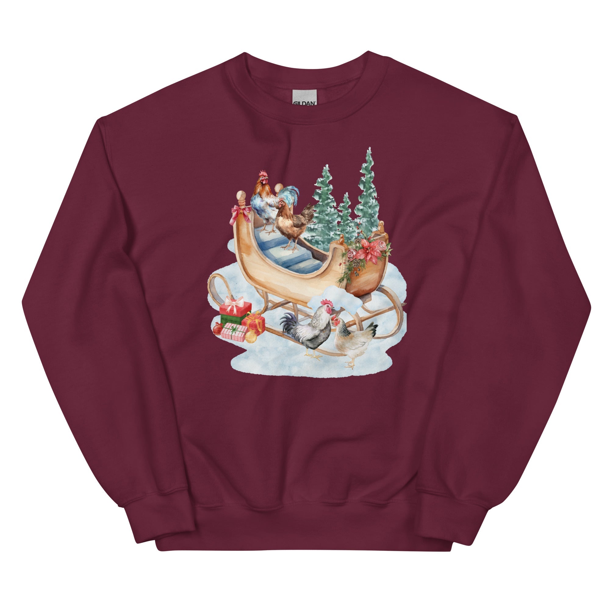 Chicken Winter Sleigh Unisex Sweatshirt - Cluck It All Farms