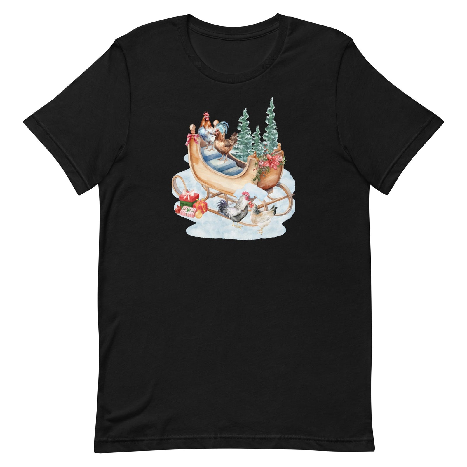 Chicken Winter Sleigh Unisex T-Shirt - Cluck It All Farms