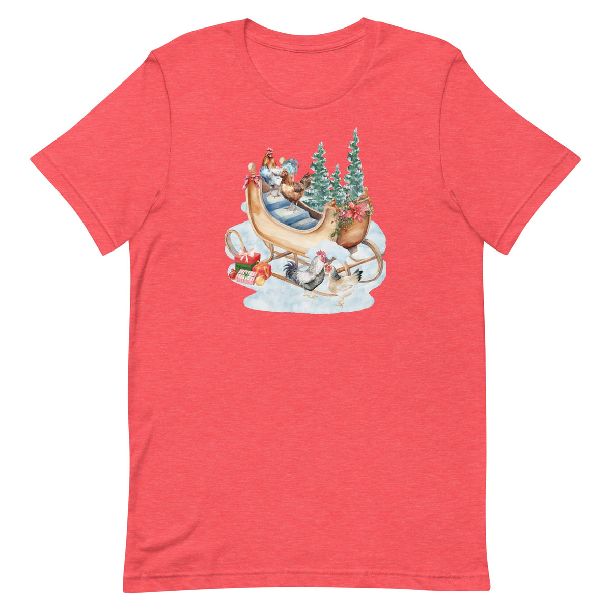 Chicken Winter Sleigh Unisex T-Shirt - Cluck It All Farms