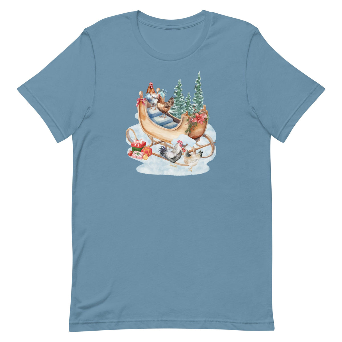 Chicken Winter Sleigh Unisex T-Shirt - Cluck It All Farms