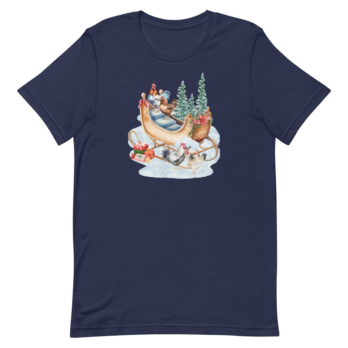 Chicken Winter Sleigh Unisex T-Shirt - Cluck It All Farms