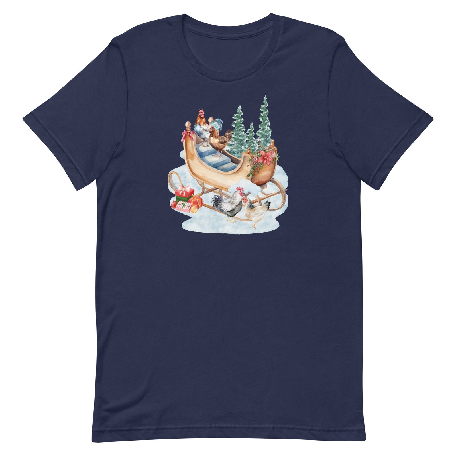 Chicken Winter Sleigh Unisex T-Shirt - Cluck It All Farms