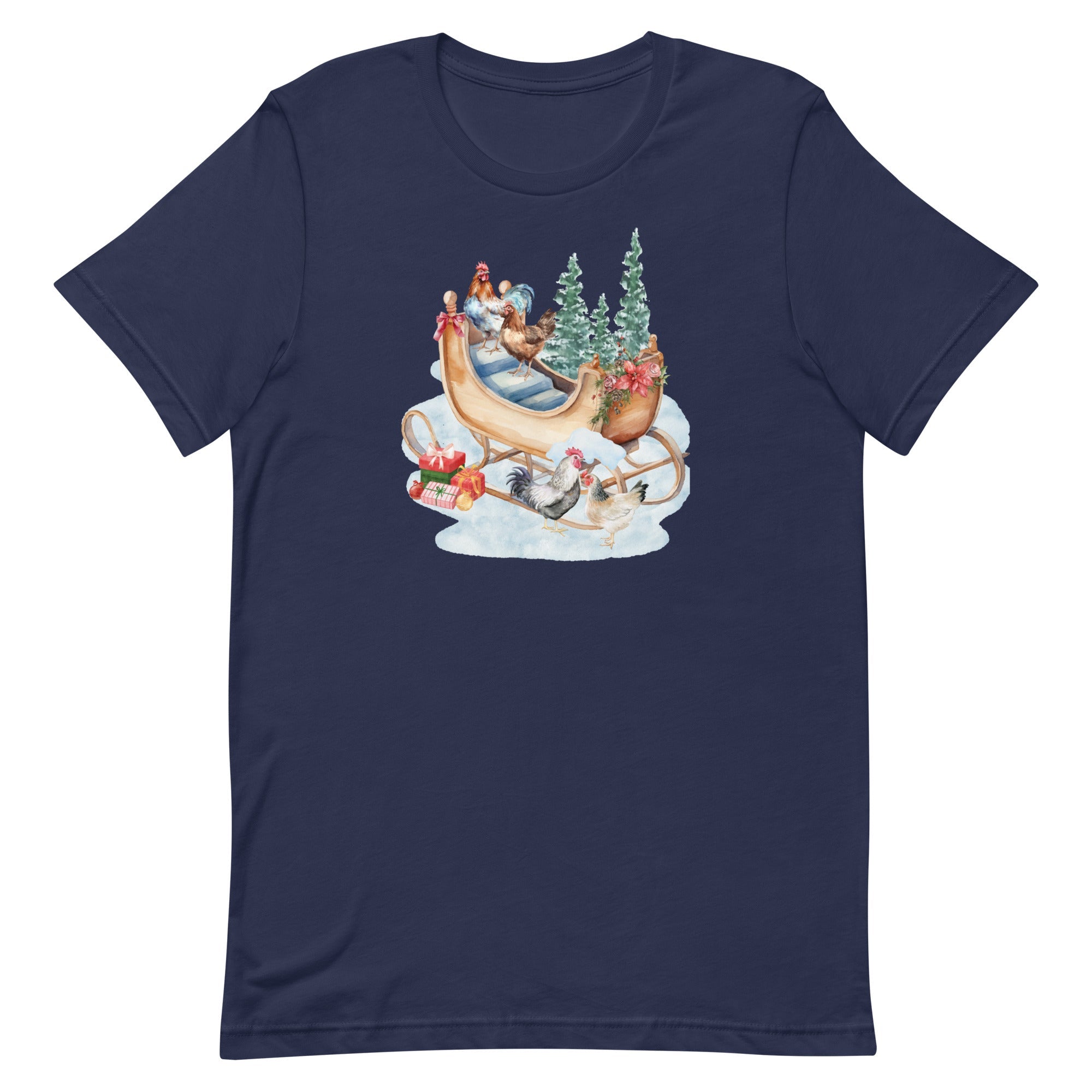Chicken Winter Sleigh Unisex T-Shirt - Cluck It All Farms