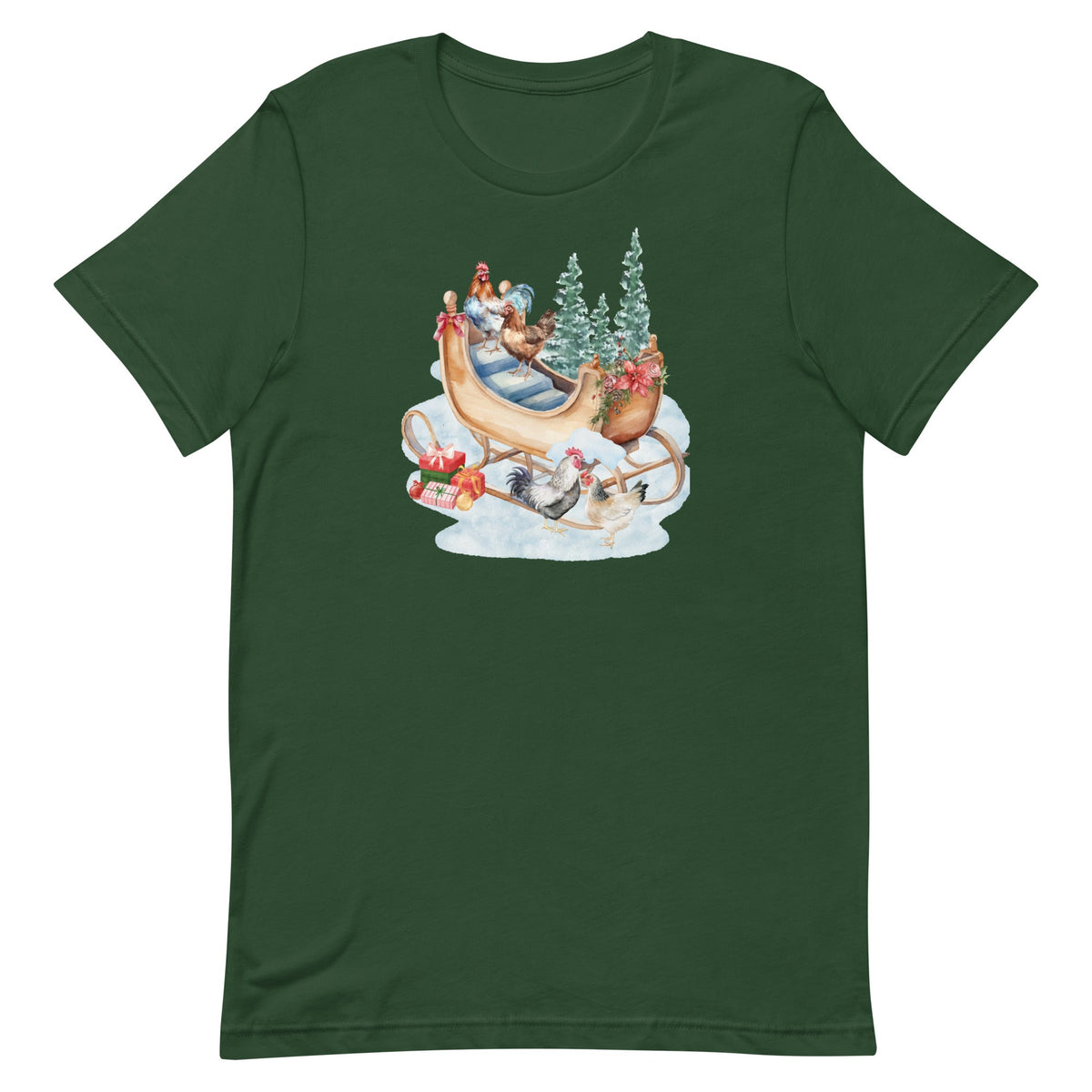 Chicken Winter Sleigh Unisex T-Shirt - Cluck It All Farms