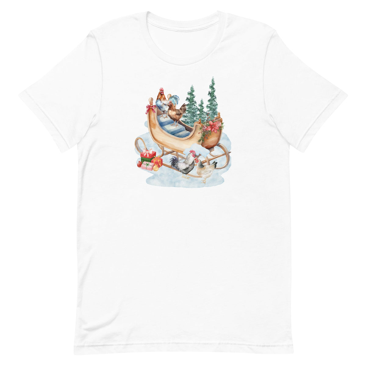 Chicken Winter Sleigh Unisex T-Shirt - Cluck It All Farms