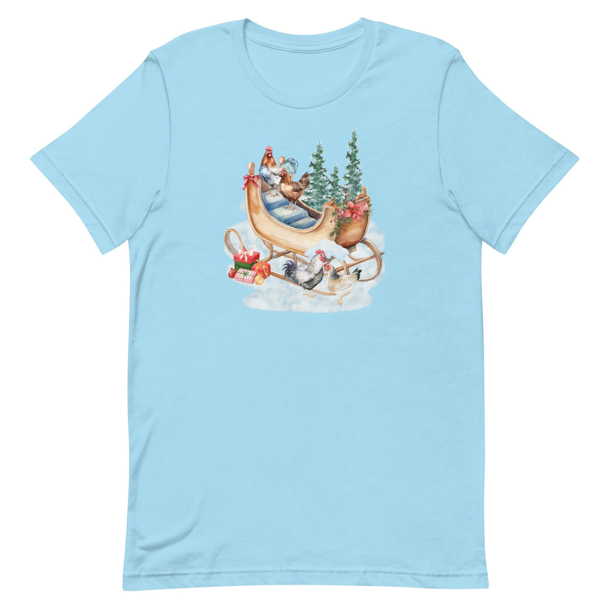 Chicken Winter Sleigh Unisex T-Shirt - Cluck It All Farms