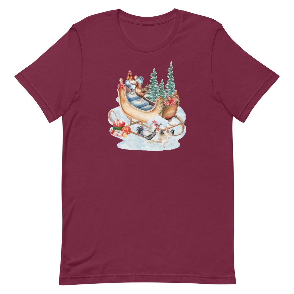 Chicken Winter Sleigh Unisex T-Shirt - Cluck It All Farms