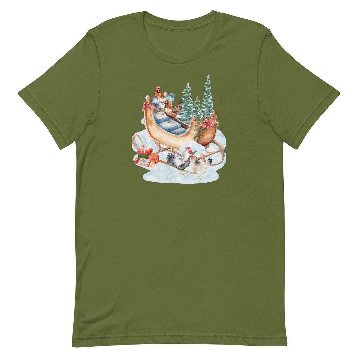 Chicken Winter Sleigh Unisex T-Shirt - Cluck It All Farms
