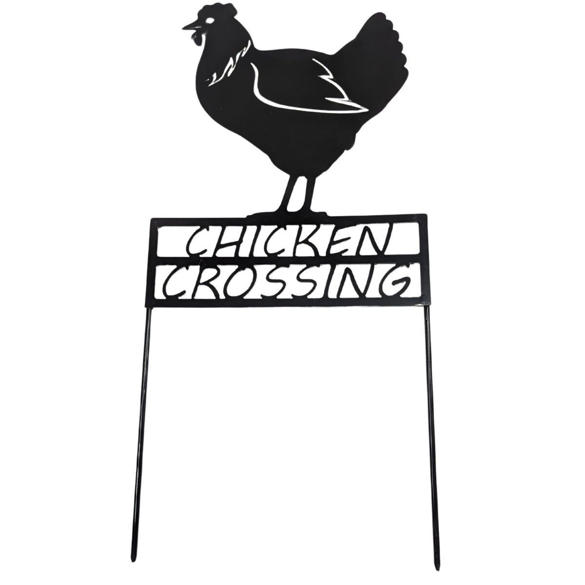 Chicken Crossing Metal Yard Sign