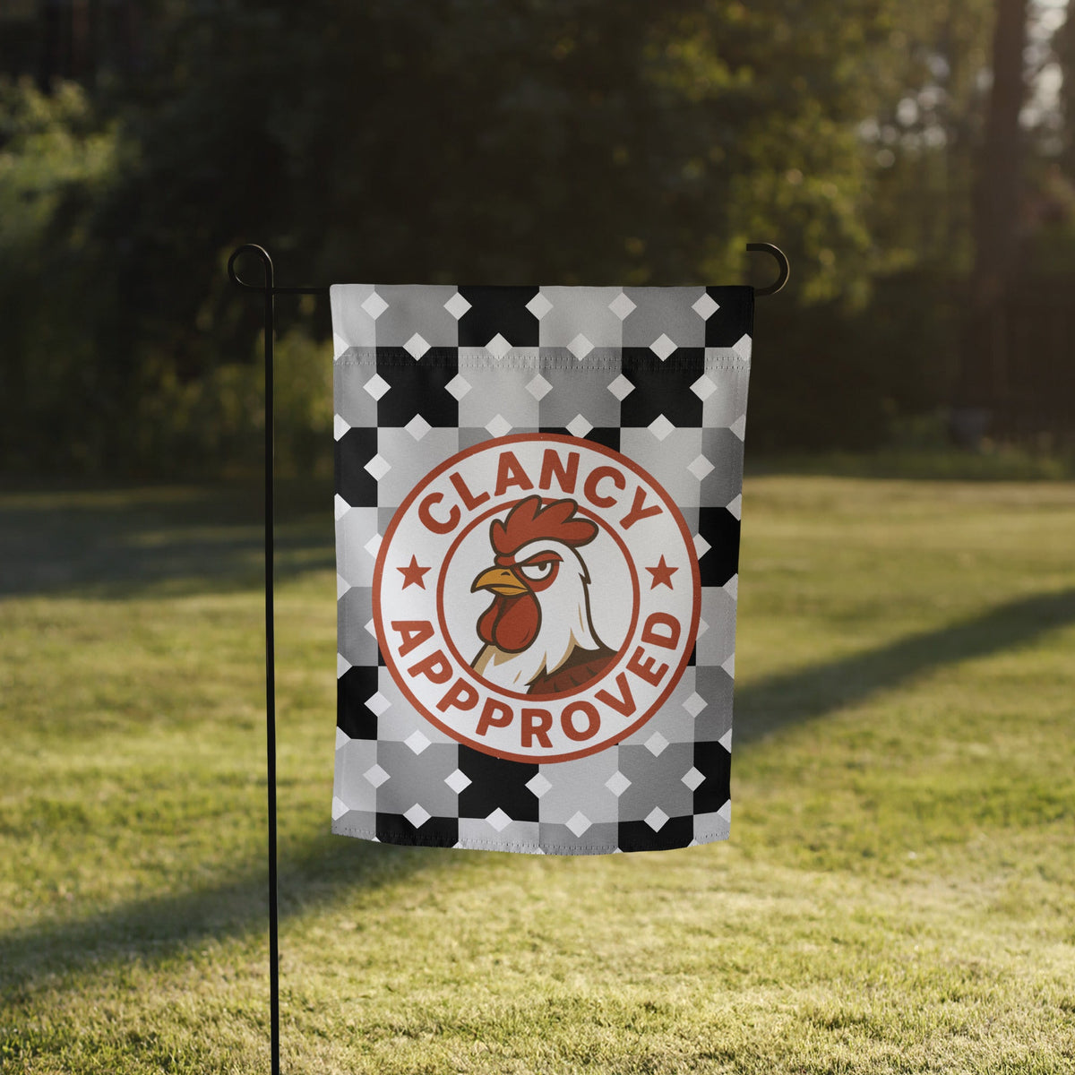 Clancy Approved Garden Flag - Cluck It All Farms