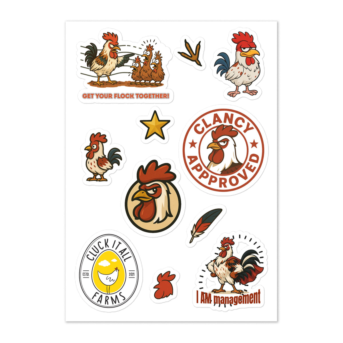 Clancy&#39;s Sticker Sheet - Cluck It All Farms