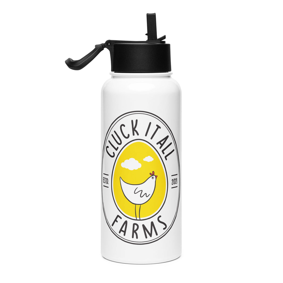 Cluck It All Farms Stainless Steel Water Bottle with Straw Lid - Cluck It All Farms