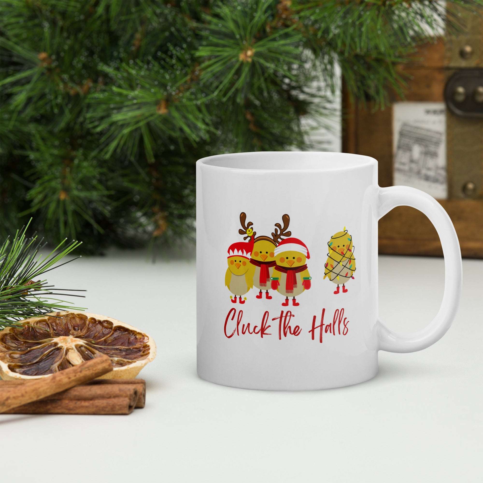 Cluck the Halls Glossy White Mug - Cluck It All Farms