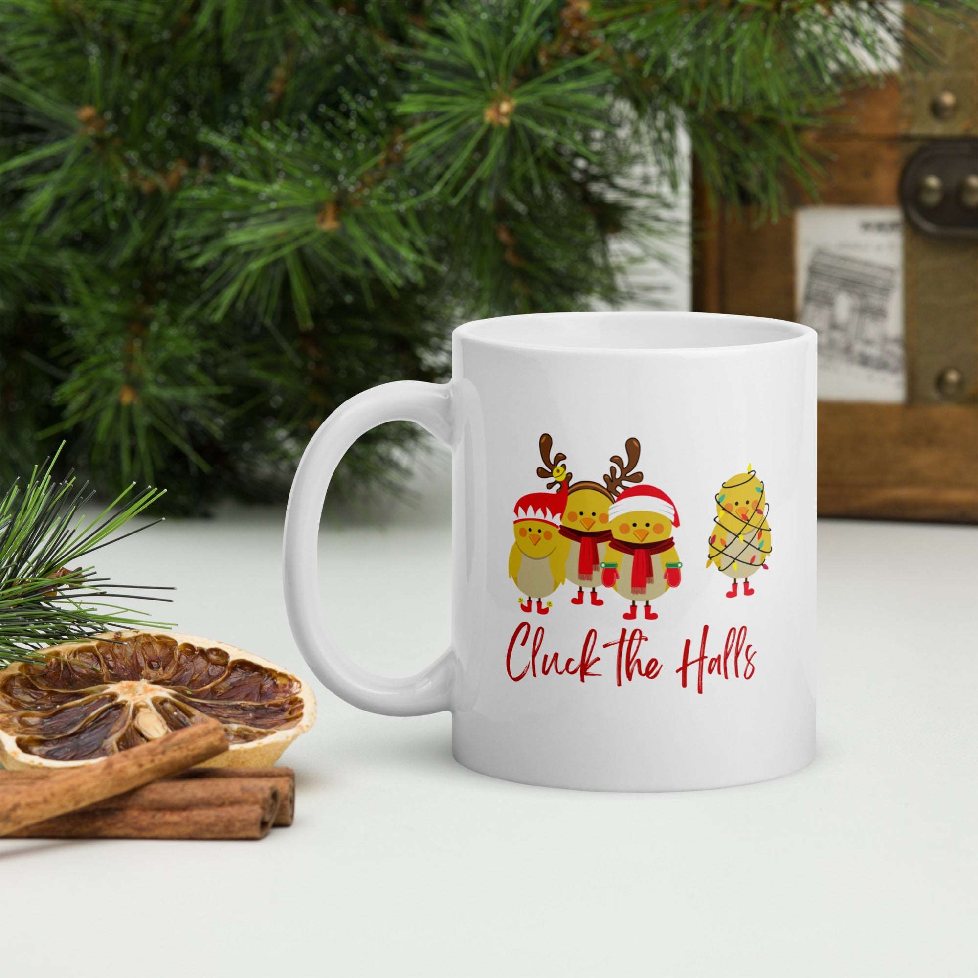 Cluck the Halls Glossy White Mug - Cluck It All Farms