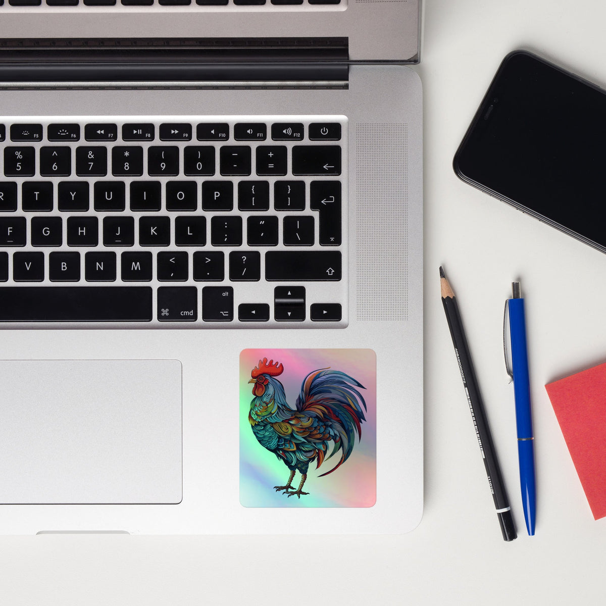 Colorful Rooster Holographic Sticker - Cluck It All Farms