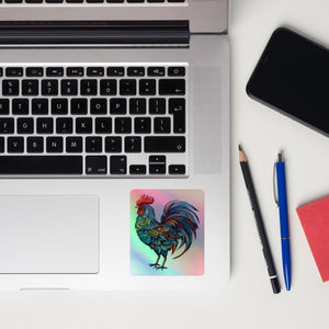 Colorful Rooster Holographic Sticker - Cluck It All Farms
