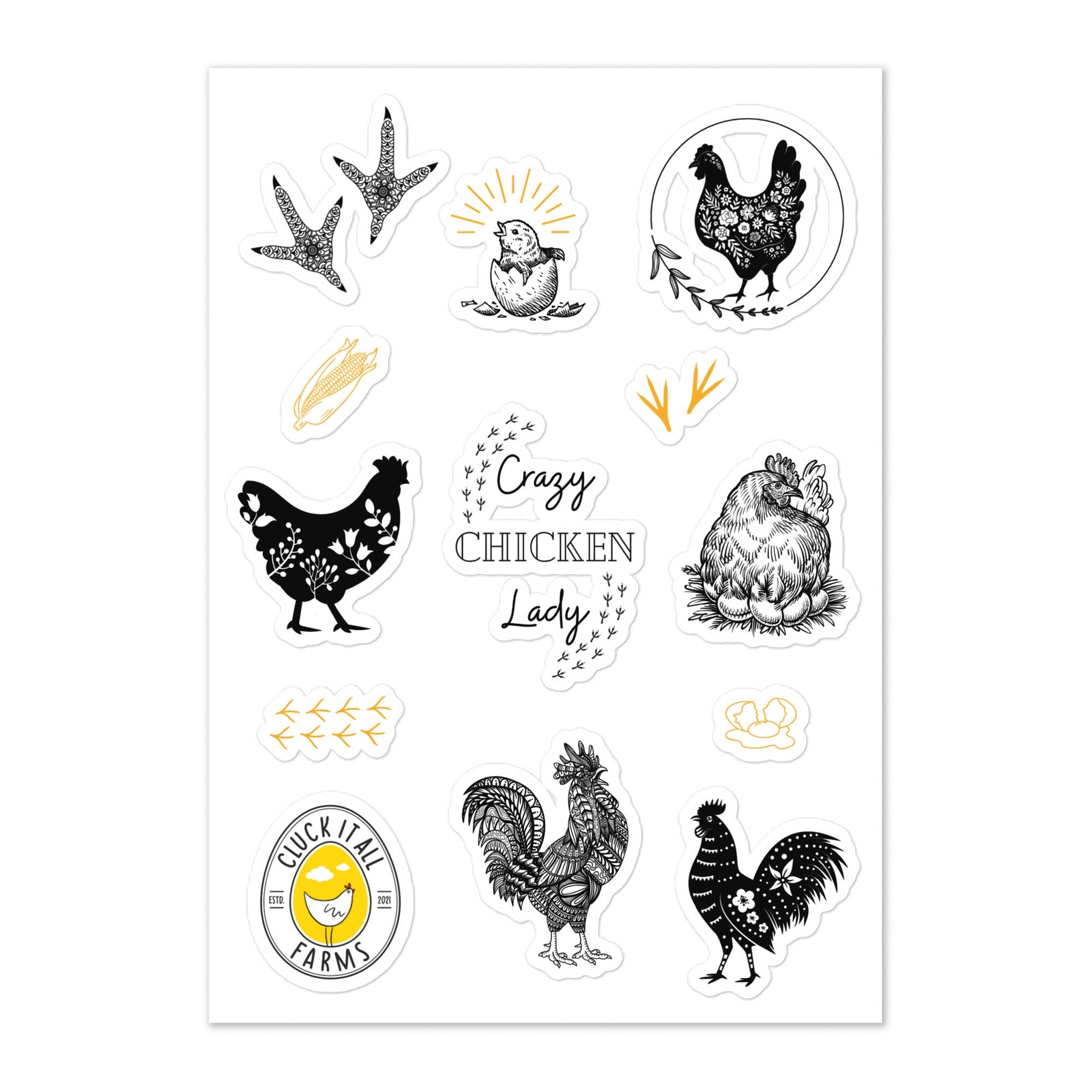 Crazy Chicken Lady Chicken Sticker Sheet - Cluck It All Farms