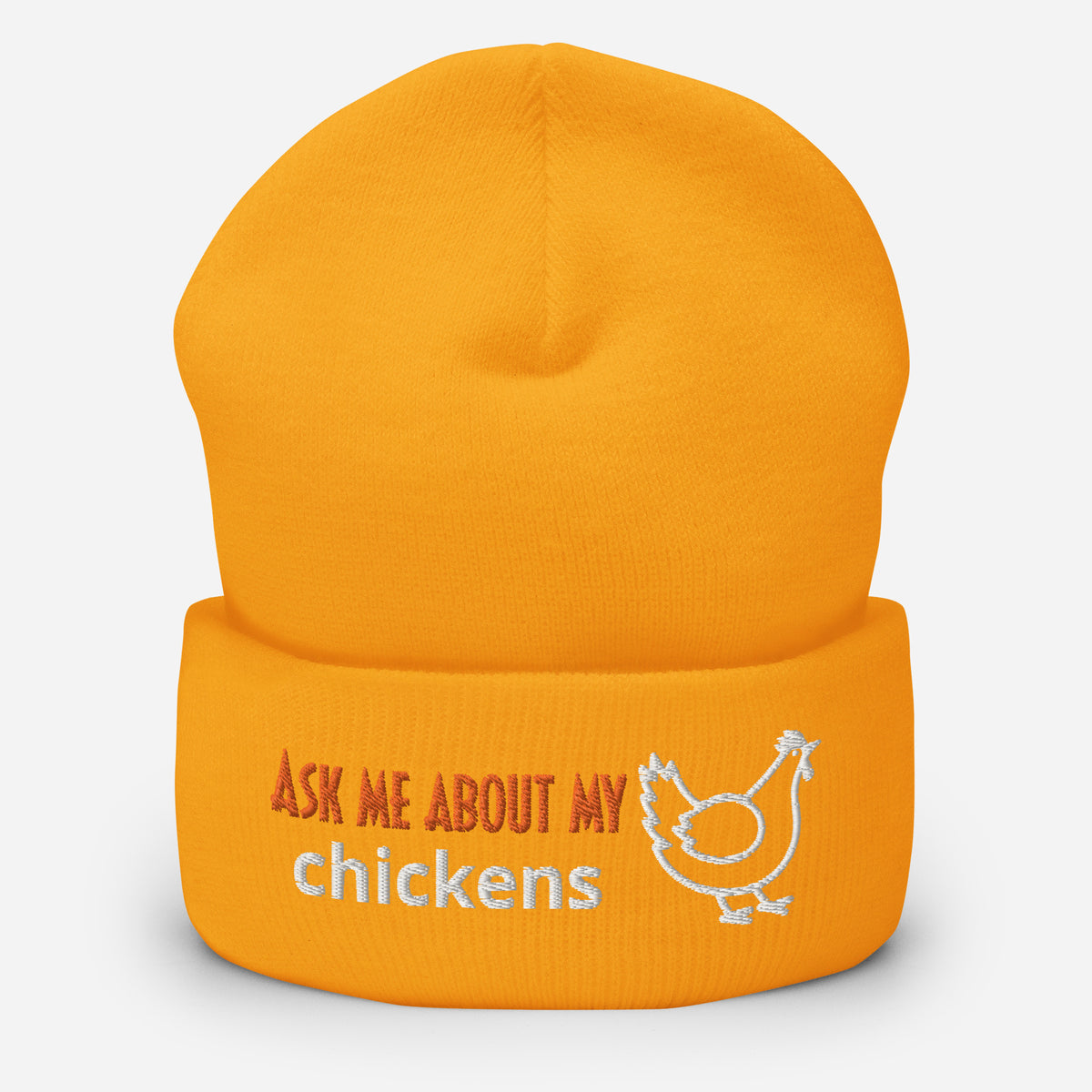 Ask Me About My Chickens Cuffed Beanie